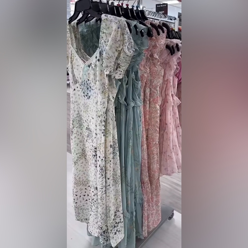 Floral Midi Dress with Puff Sleeves